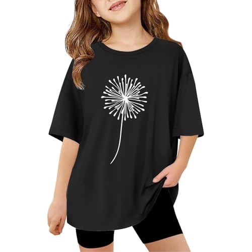 Girls Casual Loose Tops Pattern Print Short Sleeve Loose Soft Blouse T-Shirt Toddler Baby Girls Summer Cowl Neck Tops