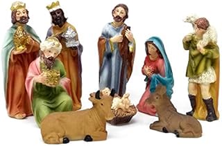 ToCi Nativity Figures Set of 9 Figures (11 cm) for Traditional Christmas Nativity Scene