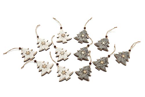 HEITMANN DECO Christbaumschmuck aus Holz - Weihnachtsbäume mit Flaum...