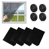 4 PCS Moskitonetze für Fenster, 1,3mx1,5m Fliegengitter für Fenster, Insektenschutz Fenster Mit 4 Rollen Selbstklebend, Fliegengitter Fenster,für Schützen die Familie vor Insekten (Schwarz)