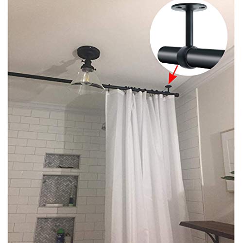 Sdtc Tech 1-1/4 Inch Curtain Rod Ceiling-Mount Bracket Stainless Steel Flange Rod Holder Closet Pole End Supports Socket With Matching Screws, Black - 2 Pack #TOP4