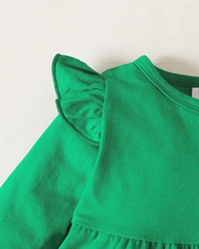 SODLON Baby Girl 18-24 Months Clothes St. Patrick\'s Day Outfits Toddler Girls Clothes 24 Month Long Sleeve Ruffle Shirts Shamrock Print Pants Headband Winter Fall Clothing Sets Green