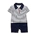 Produktbild Fairy Baby Kleinkind Jungen Kurze Ärmel Polo Hemd Stripe Romper Matrosen-Outfit Size 90(12-18 Monate) (Navy)