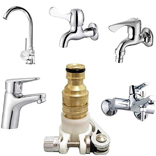 Universal 3-in-1 Brass Hose Tap Connectors Set, Convertible Faucet Connector (2pcs)