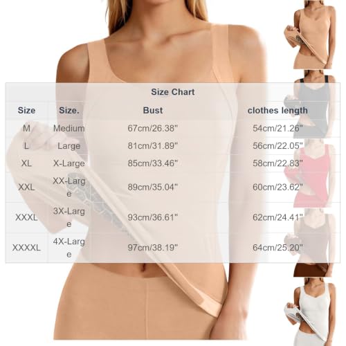 Women Thermal Tank Top with Built-in Bra Pads Seamless Slim Sleeveless Vest - image 4