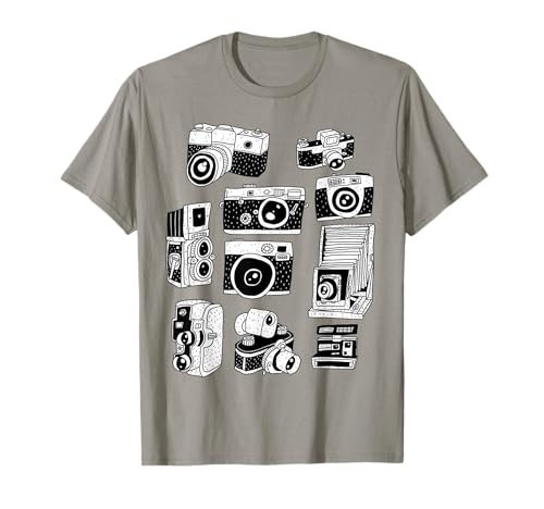 Modelos de cámaras antiguas y cámaras vintage para fotógrafos. Camiseta