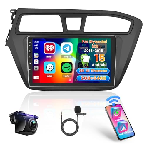 Hikity 2+64GB Pantalla Android para Hyundai i20 2015-2018 Inalámbrico Carplay Android Auto, 9 Pulgadas Pantalla Táctil Estéreo Autoradio Bluetooth con WiFi GPS EQ FM/RDS SWC Cámara Trasera Hikity 2+64GB Pantalla Android para Hyundai i20 2015-2018 Inalámbrico Carplay Android Auto, 9 Pulgadas Pantalla Táctil Estéreo Autoradio Bluetooth con WiFi GPS EQ FM/RDS SWC Cámara Trasera