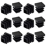 Suiwotin 12Pack 13mm (1/2 Inch) Square Plastic Plug, Square Tubing End Caps, Tubing Post End Cap for Square Tubing/Black Plastic Square Plugs