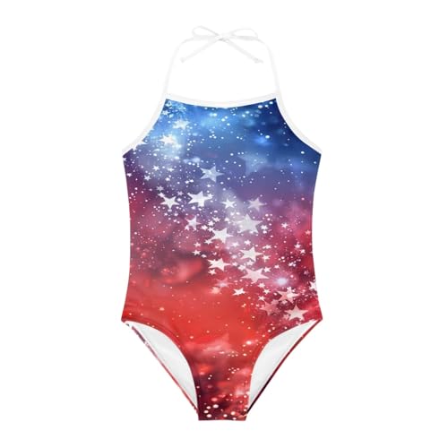 Image of KiuLoam Tropical Floral Navy Blue Girls One Piece Swimsuit Quick Dry Beach Swim Bathing Suit for 3-8 Years Little Girls