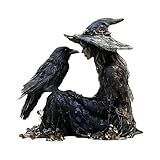 Xinsheinelry Festives アクリル 2D フラット 魔女とカラス装飾像 サイン ホリデー ホーム アクセント リビングルーム 寝室 オフィス ハロウィン デコレーション