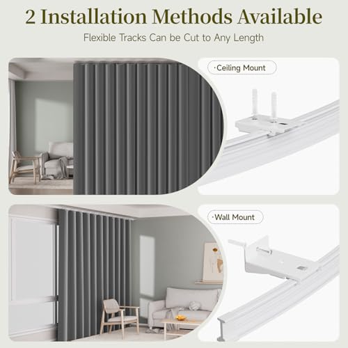 Room Divider Curtains With Ceiling Track, 100% Blackout Curtains 96 inch Long for Room Partition, Extra Wide Thermal Insulated Curtains Panel for Bedroom, Living Room Privacy, Soundproof, Separation by HOMSCREENER - Image 4
