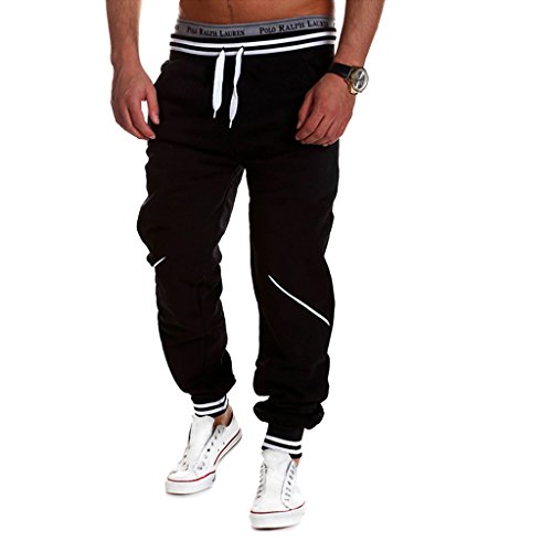 Cottory Men's Hiphop Dance Jogger Sweatpants Trousers Black Medium