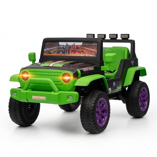 Image of Monster Jam - 12V Kids Ride On with Rechargeable Battery, LED Headlights, Press-Button Start, Durable Wheels, Forward & Reverse Drive, Contoured Seat