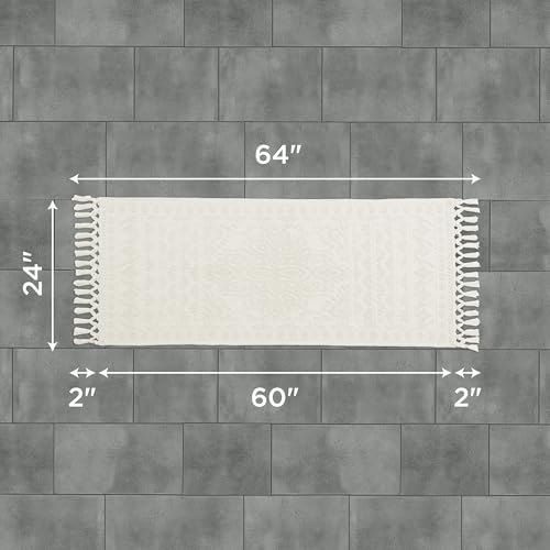 French Connection Nellore Bathroom Rugs, Woven and Beaded Bathroom Mats, Durable Bath Rugs, Thick Bath Mats for Bathroom and Shower Rugs, 24" x 64", Ivory by French Connection - Image 2