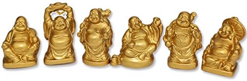 We pay your sales tax Juego de 6 estatuas de Feng Shui de 2 pulgadas de oro feliz y risueño de Buda, regalo