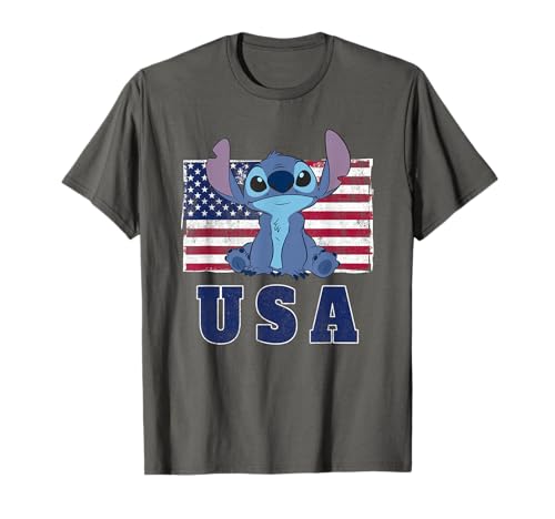 T-shirt Stitch USA Disney Lilo et Stitch en coton bleu pour fan