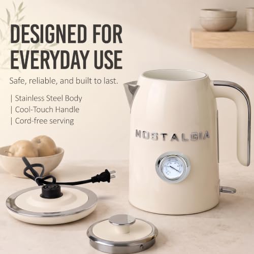 Nostalgia Retro Electric Kettle,1.7L Enamel-Coated Stainless Steel - Cream - image 7