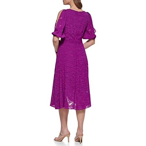 Image of DKNY Women's Half Balloon Sleeve Faux Wrap Midi Dress