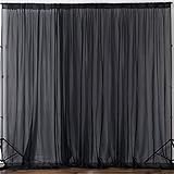 Efavormart 2 Pack | Black Fire Retardant Sheer Organza Premium Curtain Panel Backdrops with Rod Pockets - 10ftx10ft
