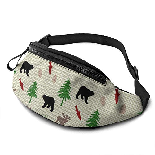 XCNGG Bolso de cintura corriente bolso de cintura de ocio bolso de cintura bolso de cintura de moda Moose and Bear Forests Life Waist Pack Bag for Men Women,Casual Fanny Packs with Headphone Socket Hi