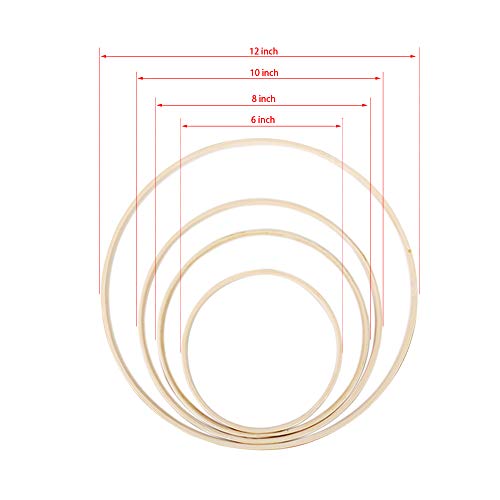 12 Pack Wooden Bamboo Floral Hoop Large Wooden Wreath Hoop Craft Rings Bamboo Circles Macrame Hoops Rings For Diy Dream Catcher, Wedding Wreath Decor, Wall Hanging Crafts(6/8/ 10/12 Inch) #TOP1