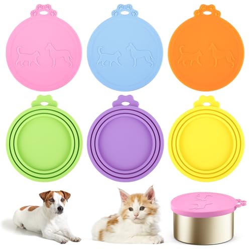 Deepton 6 Stück Dosendeckel, Silikon Deckel für Dosen, Dosendeckel Katzenfutter Hundefutter Bunt, Tierfutter-deckel 70g, 85g, 200g, 400g für Hunde, Katzen Tierfutterdosen