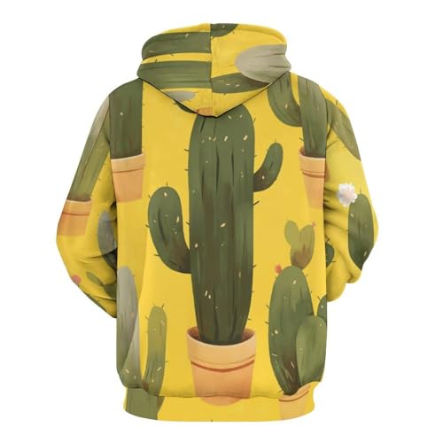 Sweat à capuche cactus vert imprimé dessin animé style pullover unisexe taille S - 5