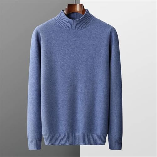Men's Half Turtleneck Round Neck Thickened 100% Cashmere Sweater Winter Solid Color Pullover Wool Loose Knit Long Sleeve3