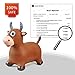 HotMax Bouncy Bull Hopping Horse Toys, Inflatable Bouncing Animal Hopper for Toddlers or Kids, Ride on Jumping Farm Toys for Boy or Girl, Birthday Gift 2 3 4 Year Old (Brown Cow)