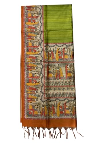 Image of Sanavi's Saree Kuthir Pure Handloom Tussar Ghicha Madhubani Printed Silk Saree with Blouse Piece inside