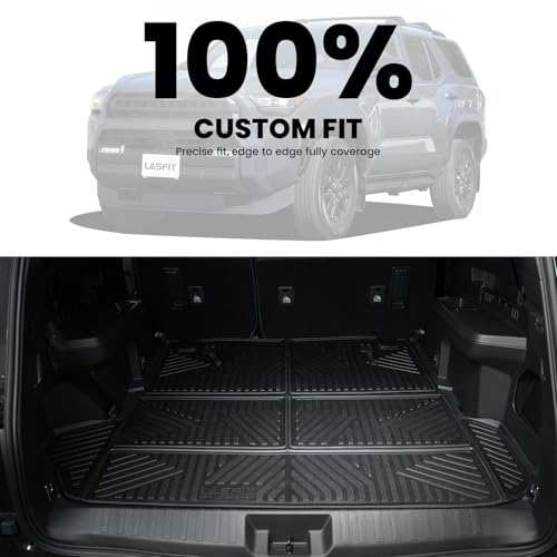 Image of LASFIT Cargo Mat for Toyota 4Runner 2025-2026 (Only Fit 7-Seats) | All Weather Custom Fit Anti-Slip Pet Friendly Easy Clean TPE Trunk & Backrest Mats for 6th Gen 4Runner, Black