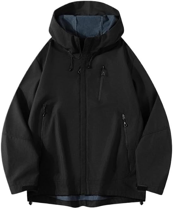 Mens Outdoor Korean Style Softshell Jacket Spring Fall Hooded Zip Up Hiking Jackets Outerwear For Men