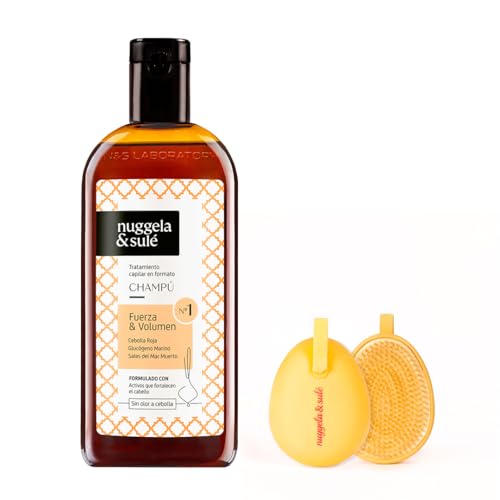 Nuggela & Sulé Pack Champú Nº1 Fuerza & Volumen, Frena la Caída del Cabello 1 x 250 ml + Tangle Tamer Brush, Cepillo que Desenreda el Cabello de Forma Eficaz, Sin Tirones ni Roturas, Amarillo Limone