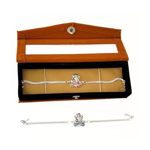 Image of Silver Rakhi /Bracelet /Rakhi set /Silver Rakhi for bhai /brother /bracelet with velvet gift box(1076)