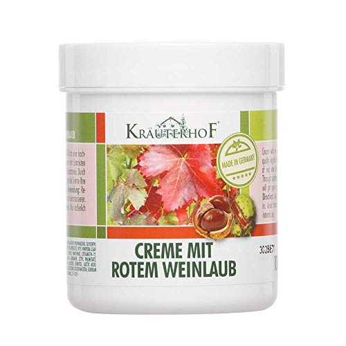 Creme com folhas vermelhas de videira Kräuterhof®, loção para bálsamo para pernas e pés, 100 ml