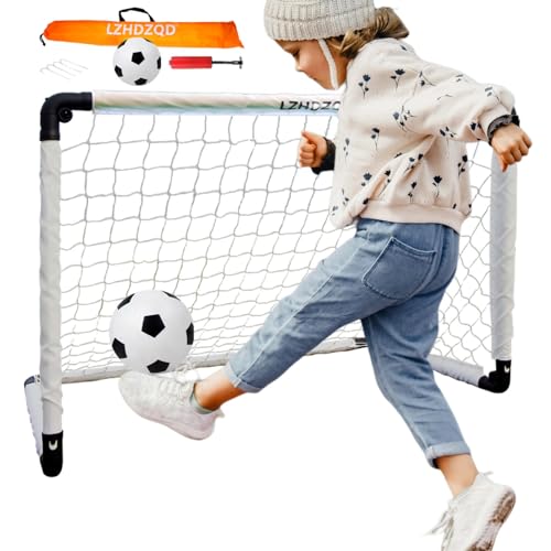 LZHDZQD Fussballtor, Fußballtor Kinder, Fussballtore für Garten Kinder, Fußballtor Faltbar für Indoor/Outdoor/Garten Fußball Spielzeug (90x60 weiß Tor+ fußball)