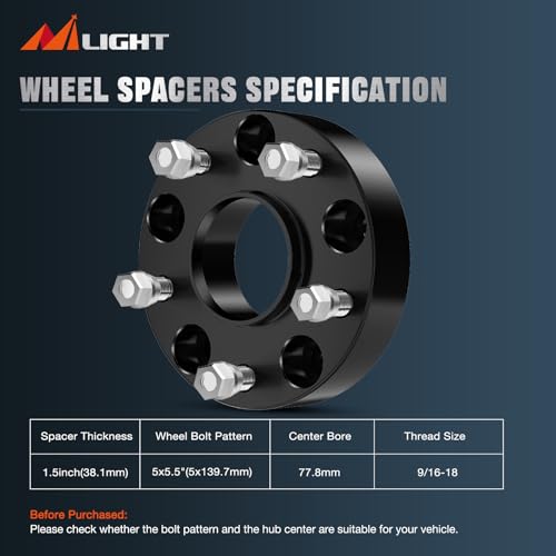 Image of Nilight 5x5.5 Wheel Spacers for 2002-2010 Ram 1500, 4PCS