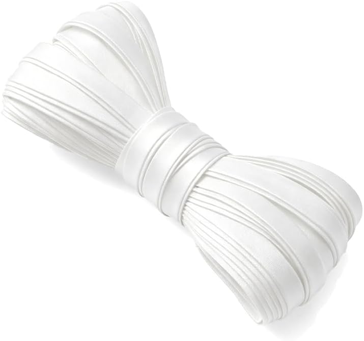 Bright White Double Fold Bias Tape, 1/2 Inch Width, 5.5 Yards Length Satin Pre-Folded Piping Tape, for Sewing Edge Finishing, Seam Filling & DIY Craft Projects