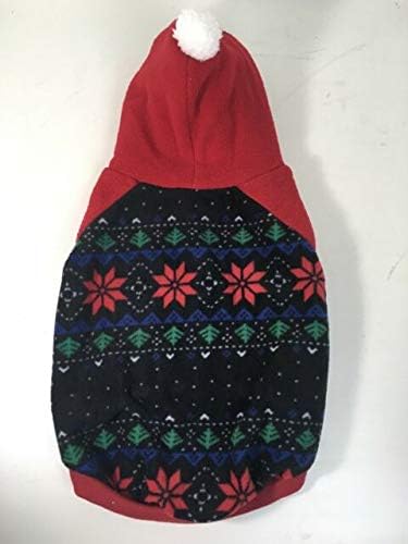 Top Paw Snowflake Fair Isle Fleece Red Dog Hoodie~Medium~