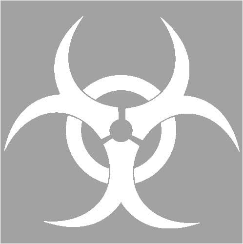 Lucidchaos Graphics Biohazard Decal Sticker - Size:3.0 x 3.3 inches - Color:White
