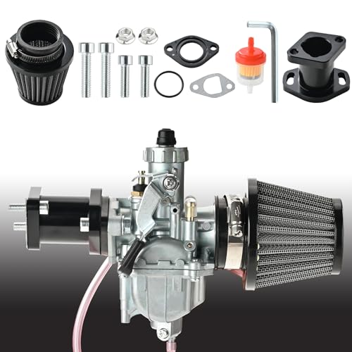 Image of VM22 Carburetor Carb Predator 212 carburetor Throttle Cable Handle Grips and Cable Set 22 mm /0.87 With 38mm Air Filter And 26mm Inlet Pipe Main Jets Kit (Black)
