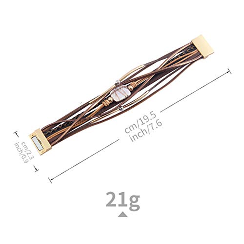 AZORA Womens Leather Cuff Bracelet Baroque Pearl Wrap Bracelets Gorgeous Gold Tube Bangle Handmade Wristbands Jewelry Bohemian Gift for Women 6