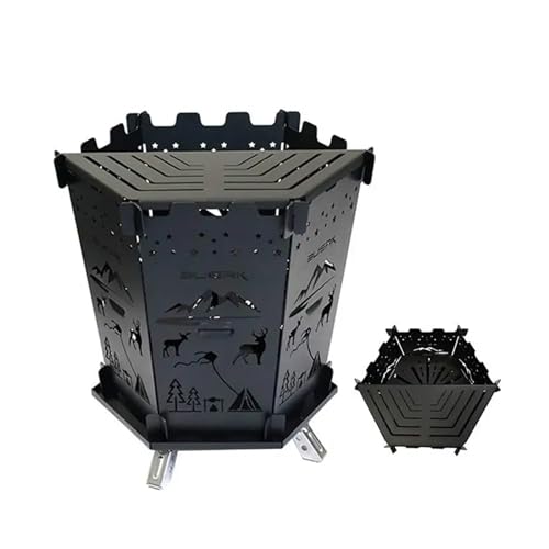 Estufa portátil for acampar, leña, barbacoa, quemador plegable de Metal for mochilero, estante ligero for hoguera Compfire