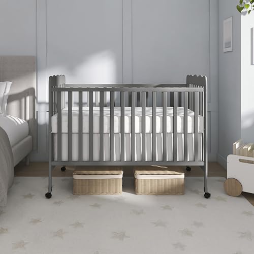 Image of Dream On Me Full Size Carson 3-in-1 Convertible Baby Crib, Locking Wheels | Portable & Converts to Toddler Bed & Daybed, 3 Adjustable Height, Wooden Crib, GREENGUARD Gold & BSA Verified, Steel Grey