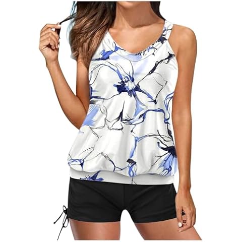 Women's Plus Size Tankini Swimsuit with Bra Cover