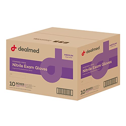 Dealmed Medical Exam Gloves â€“ 2000 Count Medium Nitrile Gloves, Disposable Gloves, Non-Irritating Latex Free Gloves, Multi-Purpose Use Medical Gloves for a First Aid Kit and Medical Facilities