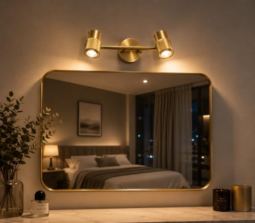 Image of FILLISKA 3 in 1 Double Wall spot /Picture /Display /Mirror Light with Adjustable Head and Colour Changing Function (12 Watt Luxurious Gold-185)