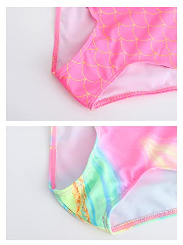 Image of Girls One Piece Bathing Suit Mermaid Printed Beach Swimwear