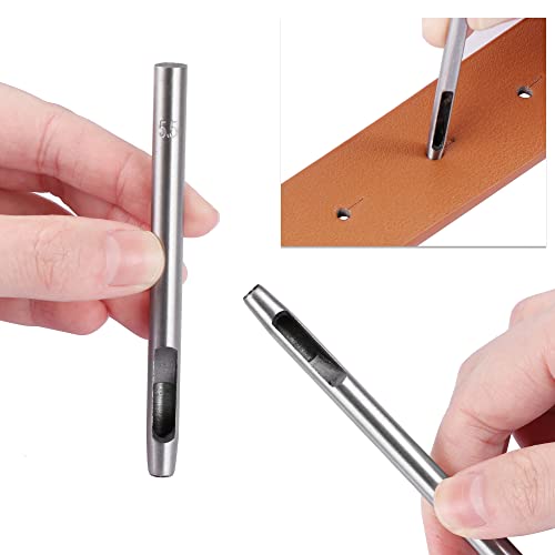 12er Stanzwerkzeug Set, Locheisen Satz Locheisen Runde Stahl Hohl Punch Set 0,5mm Bis 6mm Punch Werkzeuge Set für Leder Uhrenarmband Dichtung Gürtel Öse