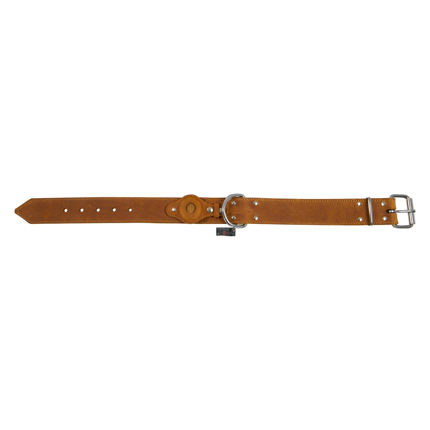JACK AND VANILLA, AirTag Dog Collar, Fat Leather Model, Cognac, Size 40 mm x 65 cm